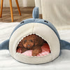 Cute Shark Pet Bed - Semi-Closed Warm & Soft Dog/Cat Bed, Water-Resistant with Non-Skid Bottom
