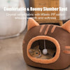 Cat-shaped Dog House with Play Ball - Semi-Enclosed Warm Pet House for Winter with Soft Cushion