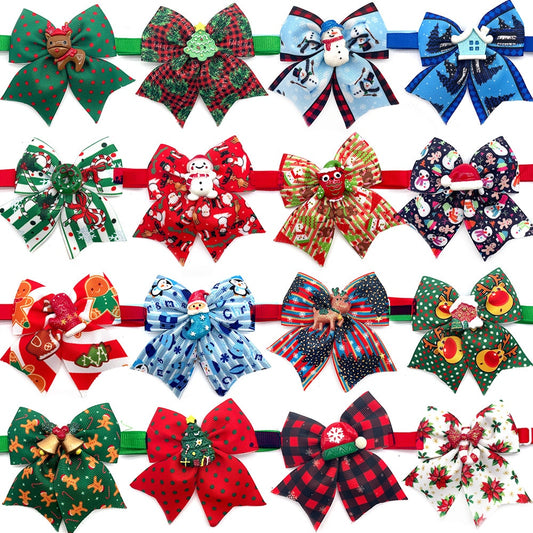 Christmas Dog Grooming Accessories | Snowman Deer Small Dog Neckties | 50/100pcs Pet Supplies | Xmas Pet Dog & Cat Ties