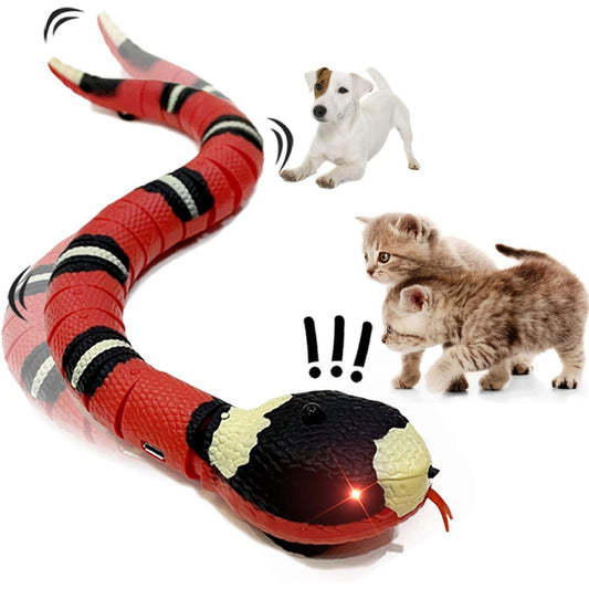 Fullymart Smart Sensing Rechargeable Snake Toy for Cats - Realistic S-Shaped Movement, Obstacle Detection and Escape - Interactive Cat Toy, 1PC