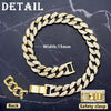 Cuban Link Dog Collar Diamond Gold Chain Dog Collar Walking Metal Gold Chain for Dogs with Design Secure Buckle,Pet Cuban Collar Jewelry Accessories for Small, Medium, Large Dogs and Cats