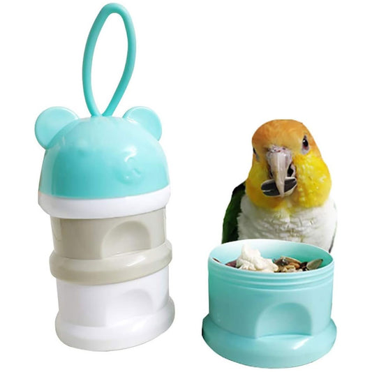 Fullymart Portable Bird Feeder Cups, Parrot Water Food Treat Box, Bird Food Storage Container, Travel Cage Carrier Backpack Accessories