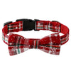 Christmas Dog Collar | Snowflake Bow Design | Checkered Style | Pet Collars for Small, Medium, Large Dogs & Cats | Christmas Party Pet Accessories