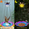 Solar-Powered Bird Bath and Feeder - Outdoor Hanging, Wild Bird Feeding, Glass Flower Seed Tray, Waterproof