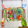 Bird Foraging Wall Toy - Edible Seagrass Woven Climbing Hammock Mat with Chewing Toys, Perfect for Lovebirds, Finch, Parakeets, Budgerigars, and Cockatiels
