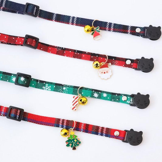1PC Christmas Holiday Cat Collar Adjustable Neck Strap Puppy Kitten Chihuahua Collars With Bells Sound Pets Necklace Supplies - Fullymart