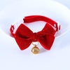 2023 New Year's Christmas Pet Velvet Collar with Bell Handmade Bow Tie Pet Cat Dog Collar Bow Tie Kitten Puppy Collar Chihuahua - Fullymart