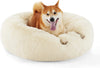 Plush Calming Dog Bed with Faux Shag Fur - Comforting Donut Pet Bed - Safe Materials, Tested & Certified - Fits Pets Up to 25 lbs - Easy Care