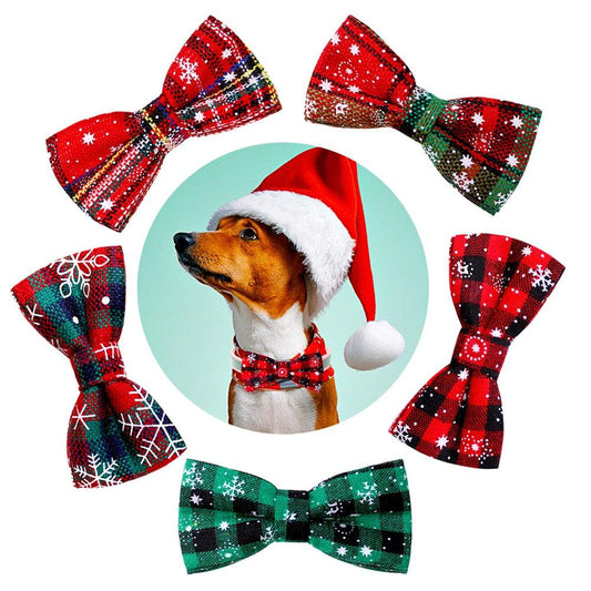 Dog Christmas Bows Movable Pet Dog Bowtie Dog Collar Accessories Christmas Pet Supplies Dog accessories for Small Dogs - Fullymart